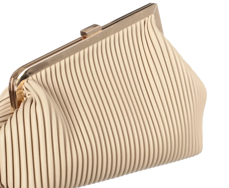 Gallantry Paris Wieczorowa Torebka Damska Plisowana Kopertówka – Duże Puzderko Wizytowe na Łańcuszku