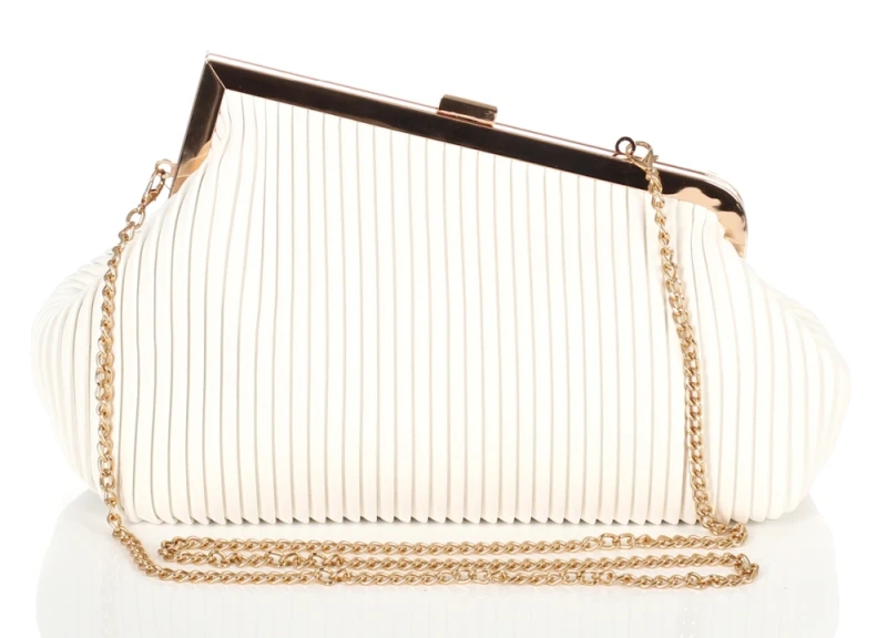 Gallantry Paris Wieczorowa Torebka Damska Plisowana Kopertówka – Duże Puzderko Wizytowe na Łańcuszku