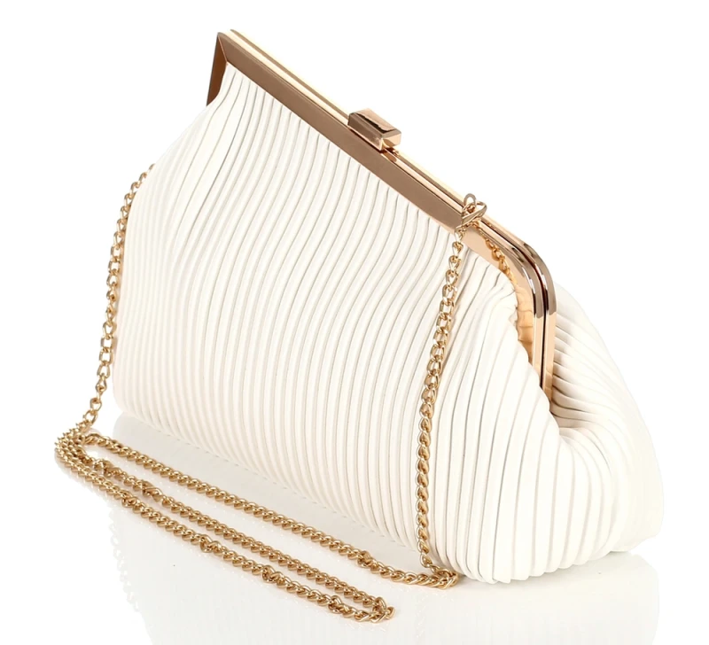 Gallantry Paris Wieczorowa Torebka Damska Plisowana Kopertówka – Duże Puzderko Wizytowe na Łańcuszku