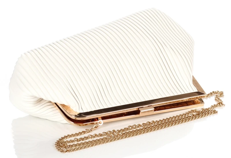 Gallantry Paris Wieczorowa Torebka Damska Plisowana Kopertówka – Duże Puzderko Wizytowe na Łańcuszku