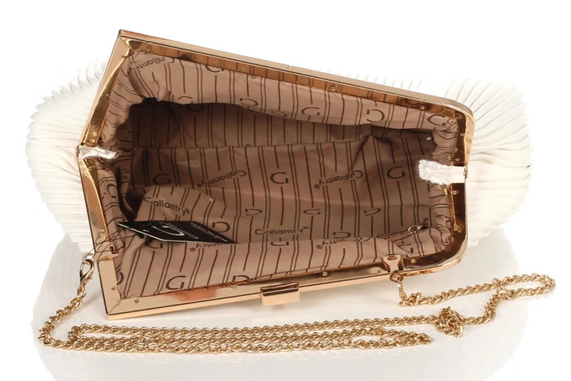 Gallantry Paris Wieczorowa Torebka Damska Plisowana Kopertówka – Duże Puzderko Wizytowe na Łańcuszku