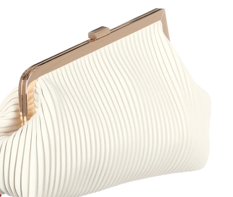Gallantry Paris Wieczorowa Torebka Damska Plisowana Kopertówka – Duże Puzderko Wizytowe na Łańcuszku
