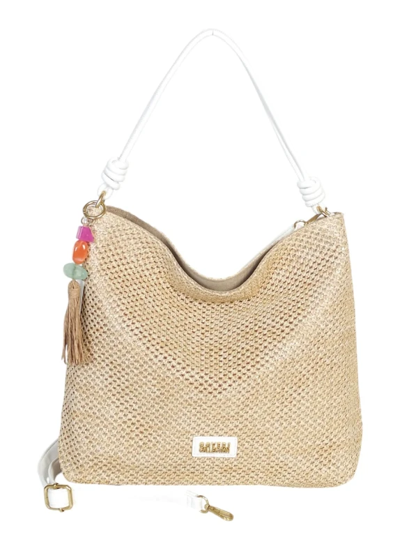 Pleciona torebka damska worek Coveri Italy – Stylowy shopper z brelokiem