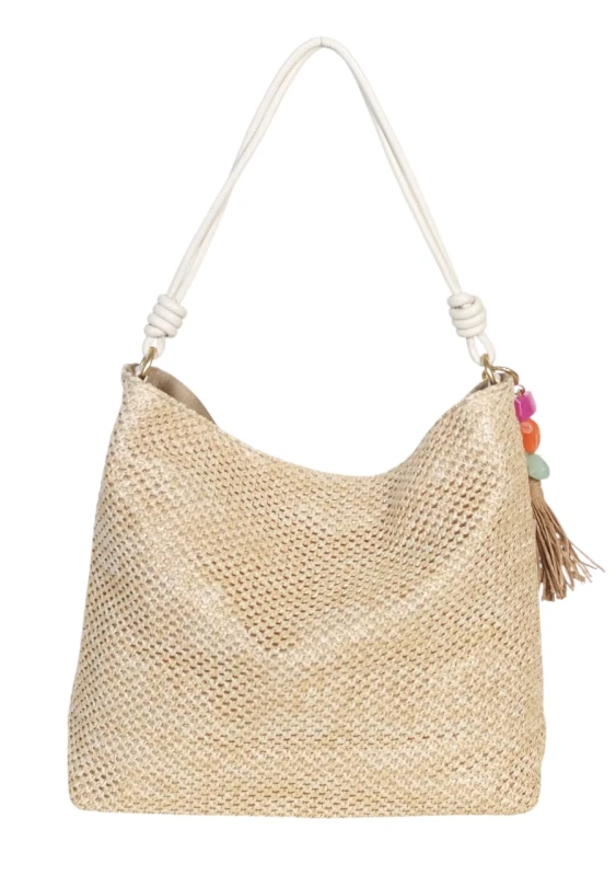 Pleciona torebka damska worek Coveri Italy – Stylowy shopper z brelokiem