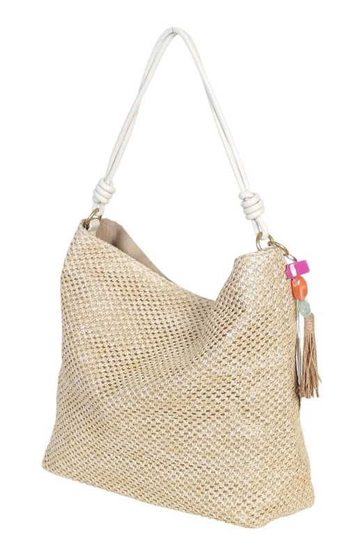 Pleciona torebka damska worek Coveri Italy – Stylowy shopper z brelokiem