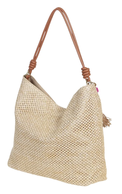 Pleciona torebka damska worek Coveri Italy – Stylowy shopper z brelokiem