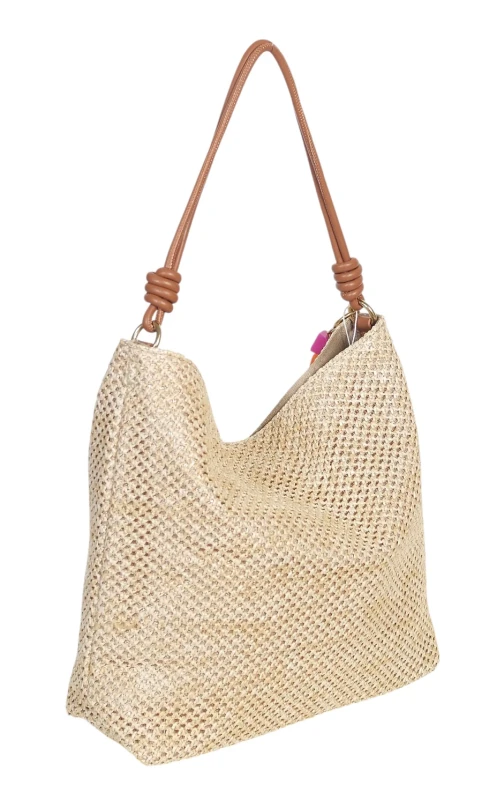 Pleciona torebka damska worek Coveri Italy – Stylowy shopper z brelokiem