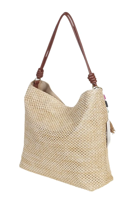 Pleciona torebka damska worek Coveri Italy – Stylowy shopper z brelokiem