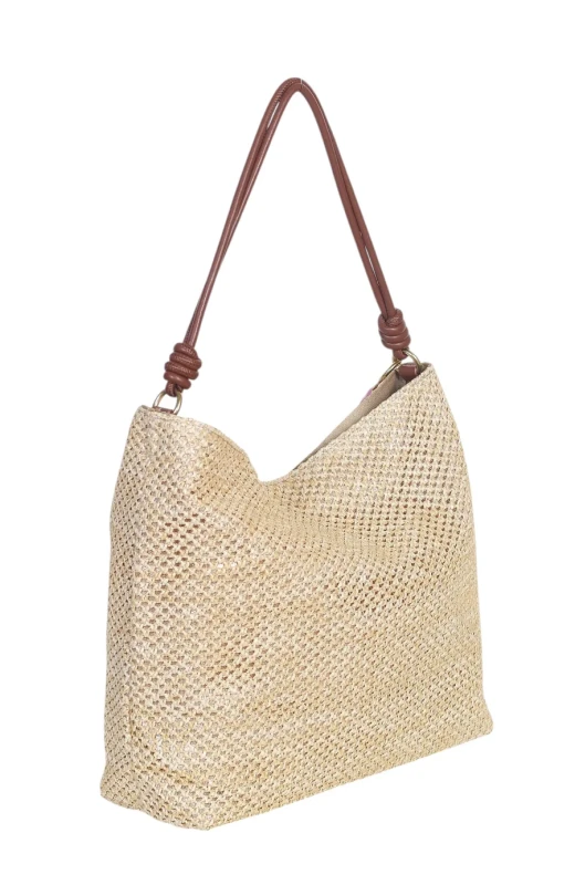 Pleciona torebka damska worek Coveri Italy – Stylowy shopper z brelokiem