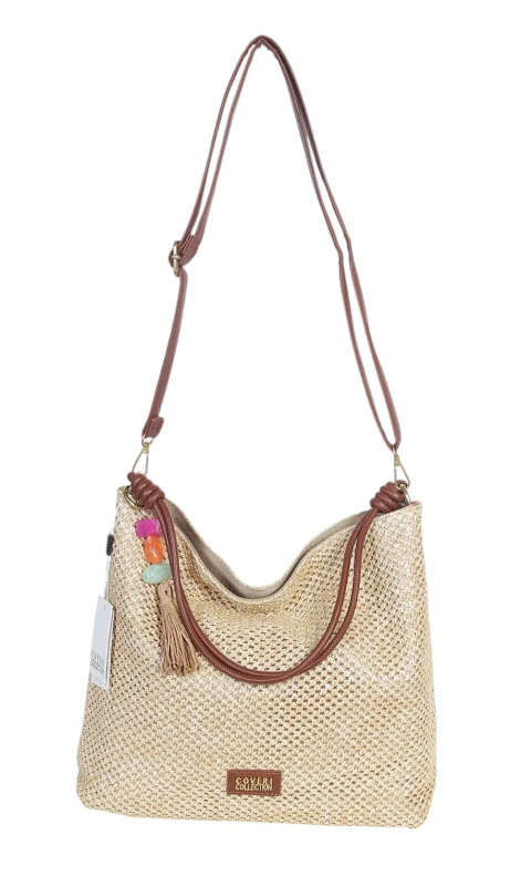 Pleciona torebka damska worek Coveri Italy – Stylowy shopper z brelokiem