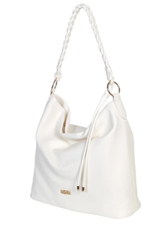 Torebka damska worek Coveri Italy – Miękka torba Mieści A4 Z plecioną Rączką