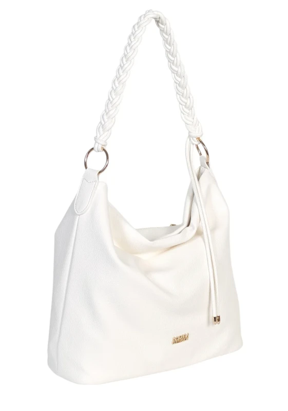 Torebka damska worek Coveri Italy – Miękka torba Mieści A4 Z plecioną Rączką