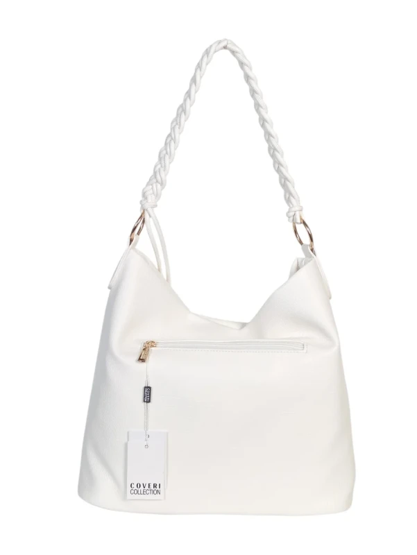 Torebka damska worek Coveri Italy – Miękka torba Mieści A4 Z plecioną Rączką