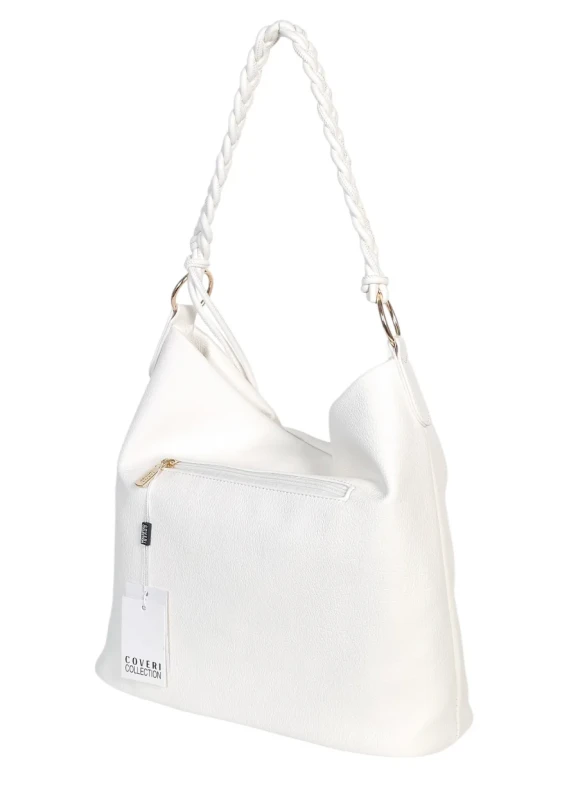 Torebka damska worek Coveri Italy – Miękka torba Mieści A4 Z plecioną Rączką