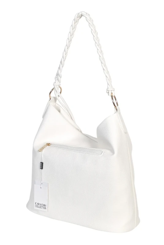 Torebka damska worek Coveri Italy – Miękka torba Mieści A4 Z plecioną Rączką