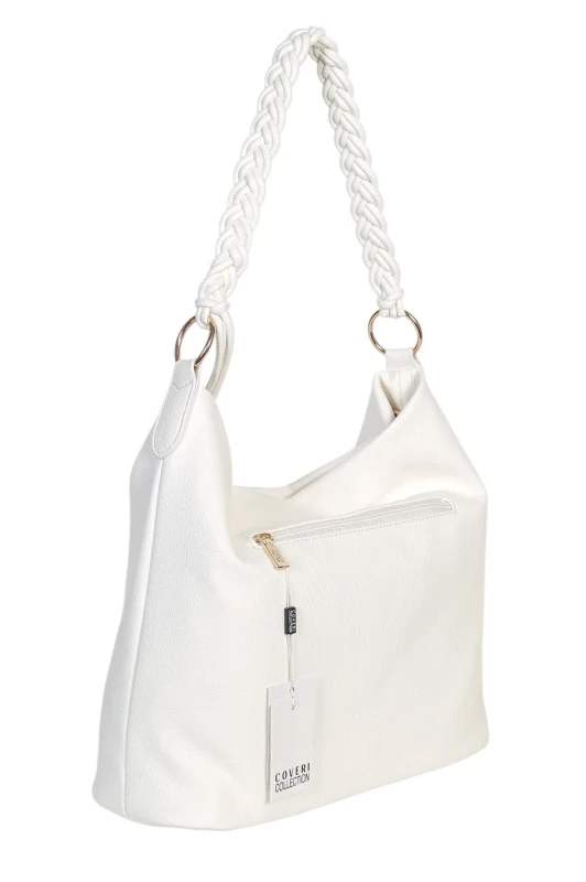 Torebka damska worek Coveri Italy – Miękka torba Mieści A4 Z plecioną Rączką