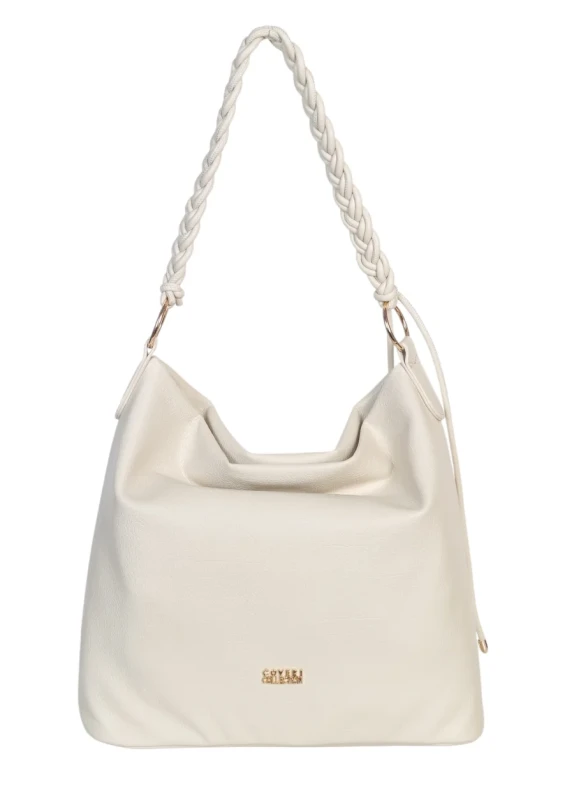 Torebka damska worek Coveri Italy – Miękka torba Mieści A4 Z plecioną rączką