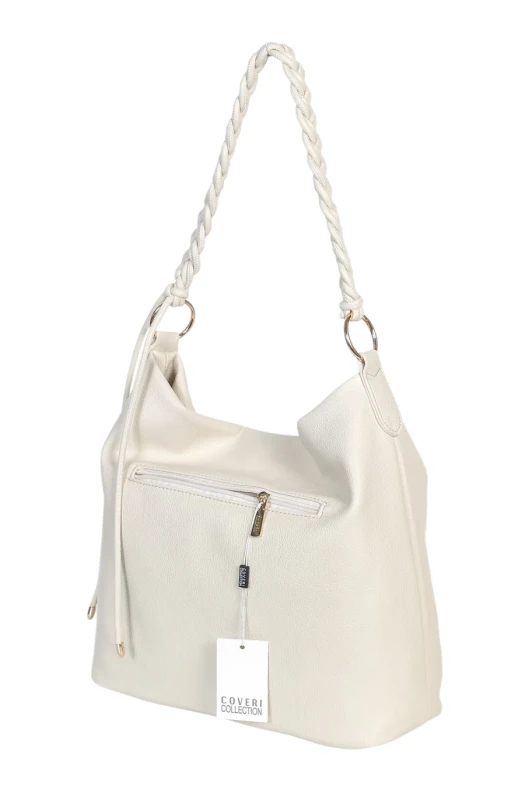 Torebka damska worek Coveri Italy – Miękka torba Mieści A4 Z plecioną rączką