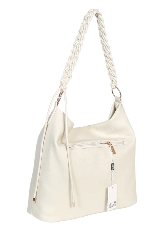 Torebka damska worek Coveri Italy – Miękka torba Mieści A4 Z plecioną rączką