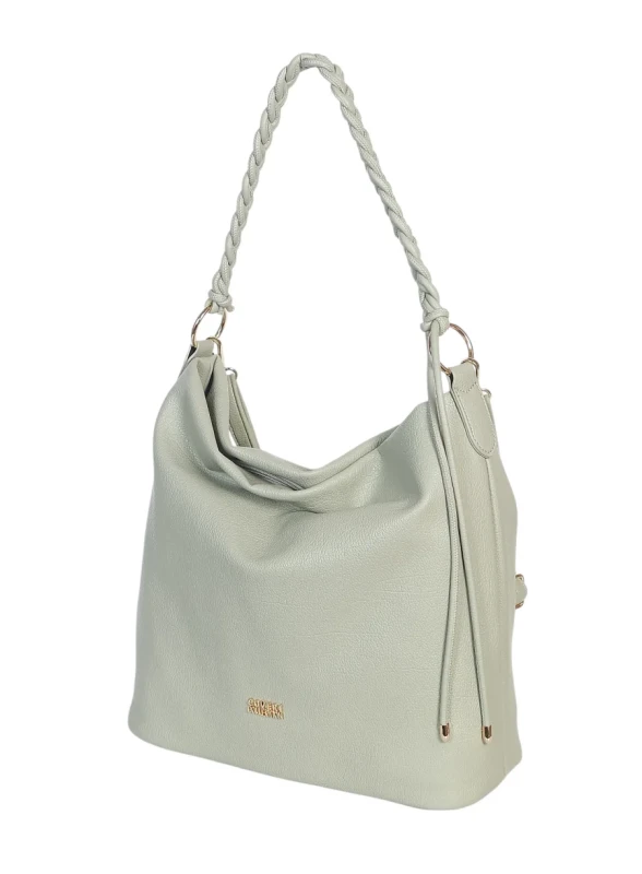 Torebka damska worek Coveri Italy – Miękka torba Mieści A4 Z plecioną rączką