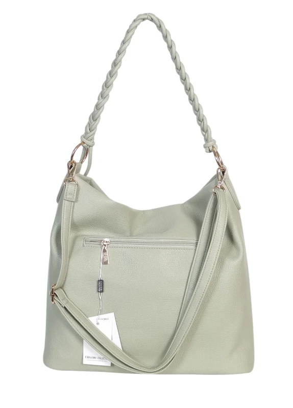 Torebka damska worek Coveri Italy – Miękka torba Mieści A4 Z plecioną rączką