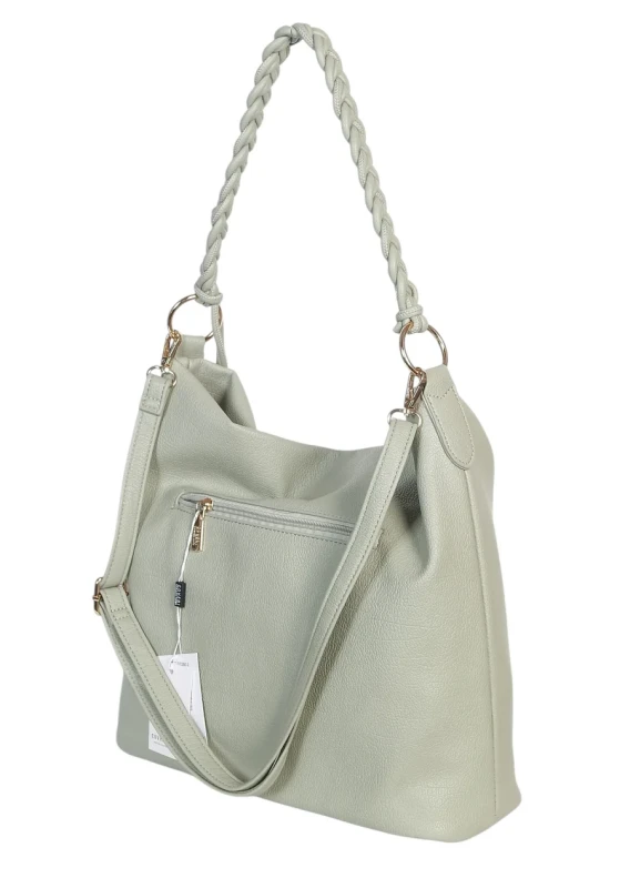 Torebka damska worek Coveri Italy – Miękka torba Mieści A4 Z plecioną rączką