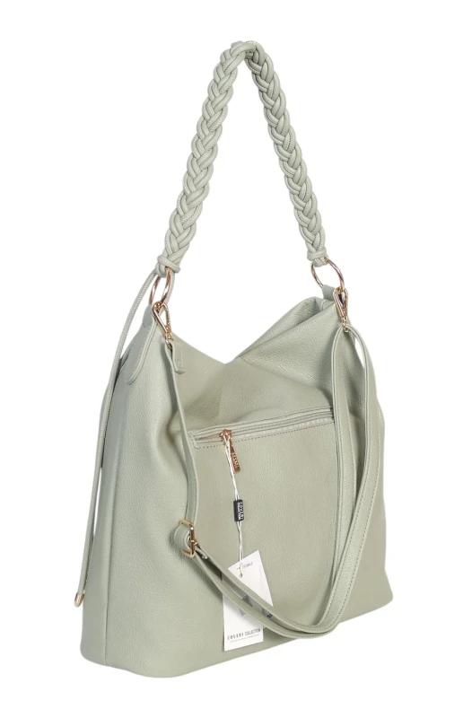 Torebka damska worek Coveri Italy – Miękka torba Mieści A4 Z plecioną rączką