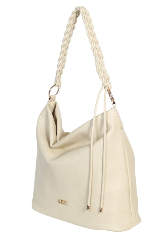 Torebka damska worek Coveri Italy – Miękka torba Mieści A4 Z plecioną rączką