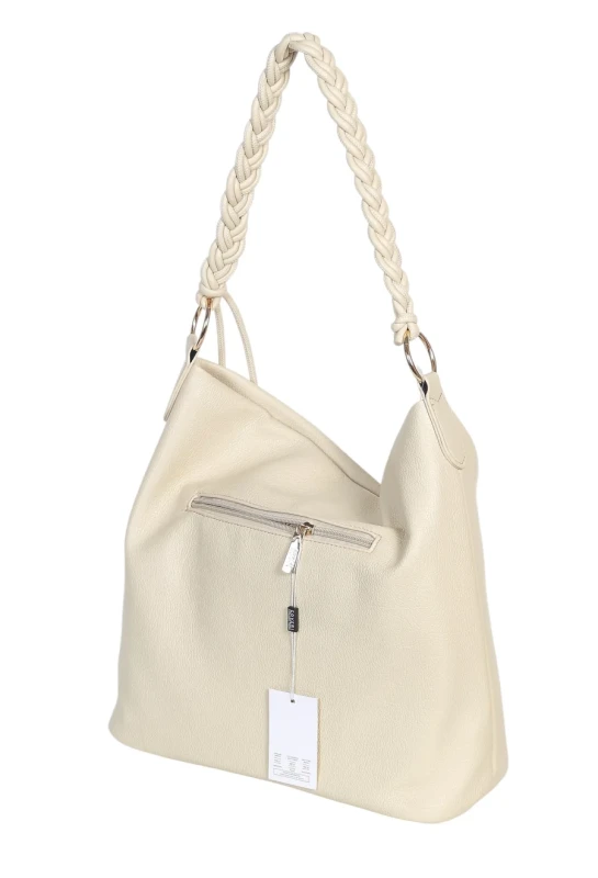 Torebka damska worek Coveri Italy – Miękka torba Mieści A4 Z plecioną rączką