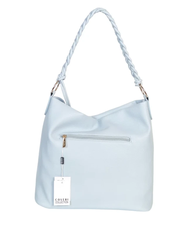 Torebka damska worek Coveri Italy – Miękka torba Mieści A4 Z plecioną rączką