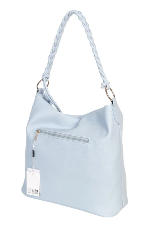 Torebka damska worek Coveri Italy – Miękka torba Mieści A4 Z plecioną rączką