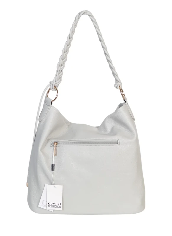 Torebka damska worek Coveri Italy – Miękka torba Mieści A4 Z plecioną rączką