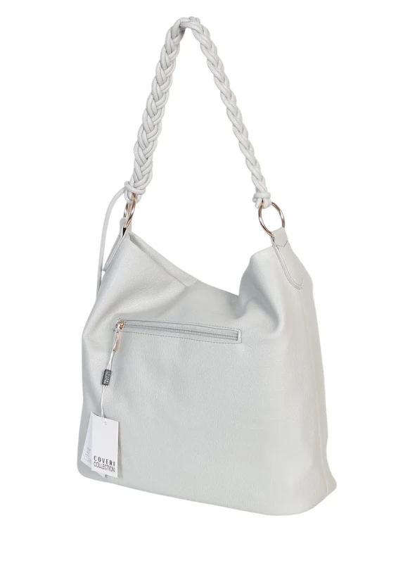 Torebka damska worek Coveri Italy – Miękka torba Mieści A4 Z plecioną rączką