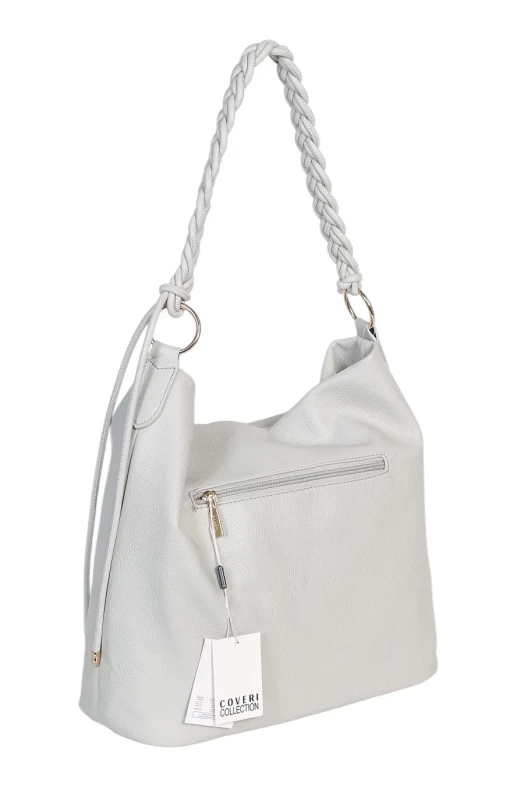 Torebka damska worek Coveri Italy – Miękka torba Mieści A4 Z plecioną rączką