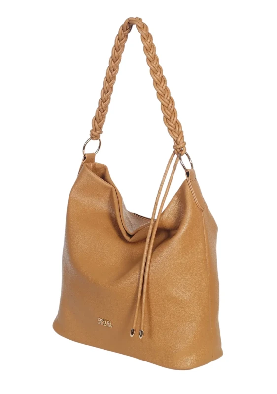 Torebka damska worek Coveri Italy – Miękka torba Mieści A4 Z plecioną rączką