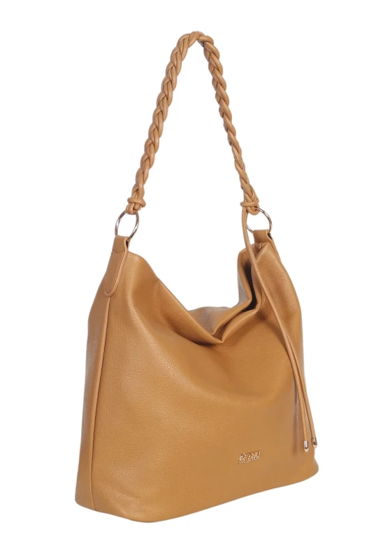 Torebka damska worek Coveri Italy – Miękka torba Mieści A4 Z plecioną rączką