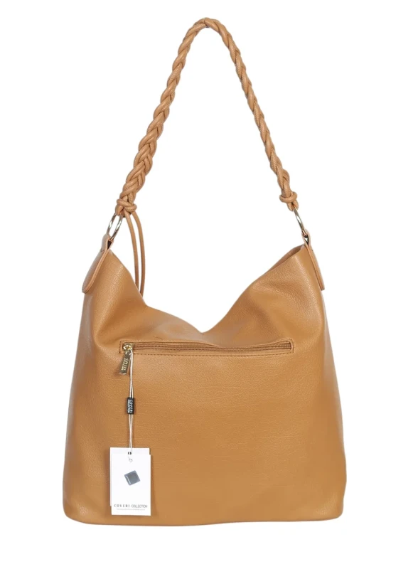 Torebka damska worek Coveri Italy – Miękka torba Mieści A4 Z plecioną rączką