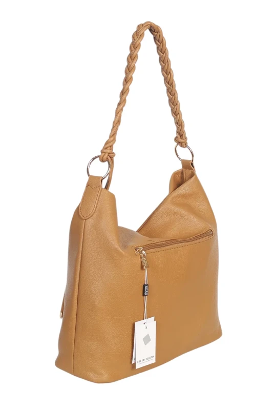 Torebka damska worek Coveri Italy – Miękka torba Mieści A4 Z plecioną rączką