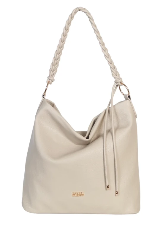 Torebka damska worek Coveri Italy – Miękka torba Mieści A4 Z plecioną rączką