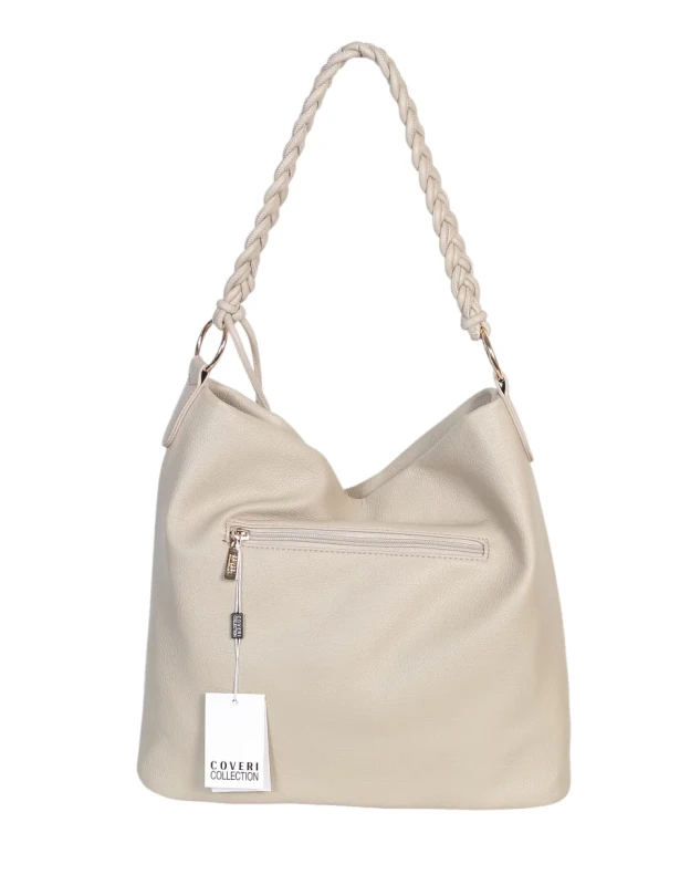 Torebka damska worek Coveri Italy – Miękka torba Mieści A4 Z plecioną rączką