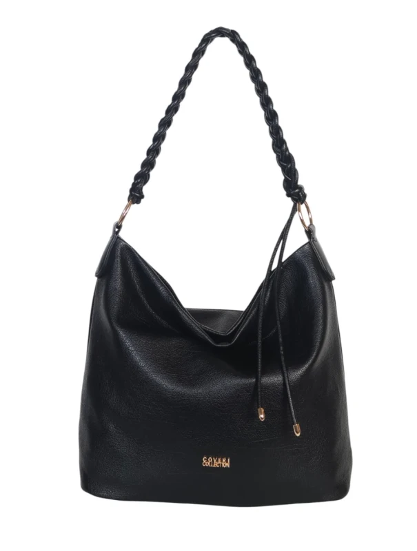 Torebka damska worek Coveri Italy – Miękka torba Mieści A4 Z plecioną rączką