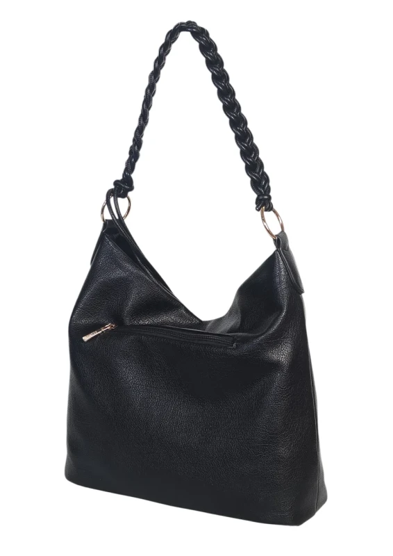 Torebka damska worek Coveri Italy – Miękka torba Mieści A4 Z plecioną rączką