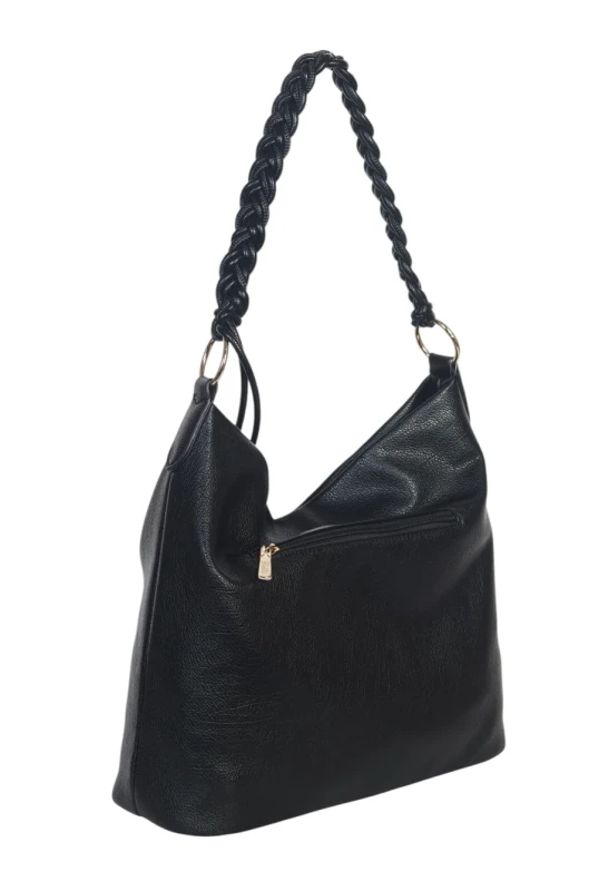 Torebka damska worek Coveri Italy – Miękka torba Mieści A4 Z plecioną rączką