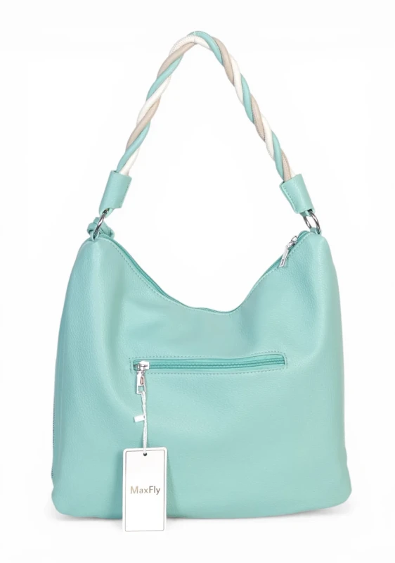 Torebka damska worek Max Fly Italy – plecionka z lnem i skręcana rączka