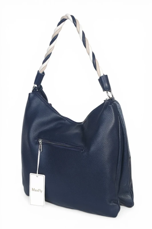 Torebka damska worek Max Fly Italy – plecionka z lnem i skręcana rączka