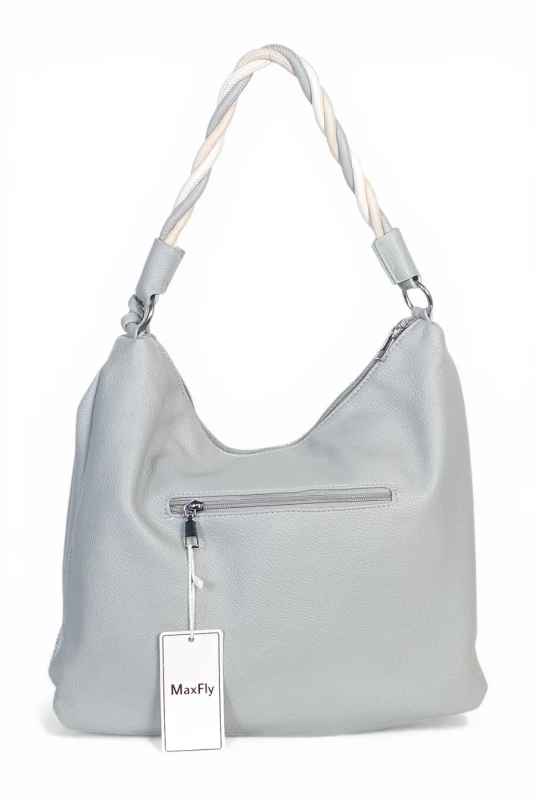 Torebka damska worek Max Fly Italy – plecionka z lnem i skręcana rączka