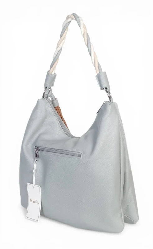 Torebka damska worek Max Fly Italy – plecionka z lnem i skręcana rączka