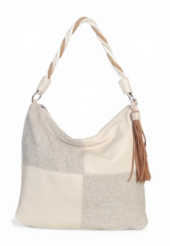 Torebka damska worek Max Fly Italy – plecionka z lnem i skręcana rączka