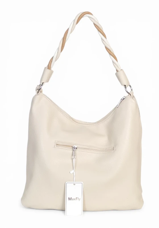 Torebka damska worek Max Fly Italy – plecionka z lnem i skręcana rączka