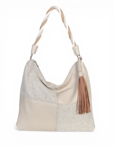 Torebka damska worek Max Fly Italy – plecionka z lnem i skręcana rączka